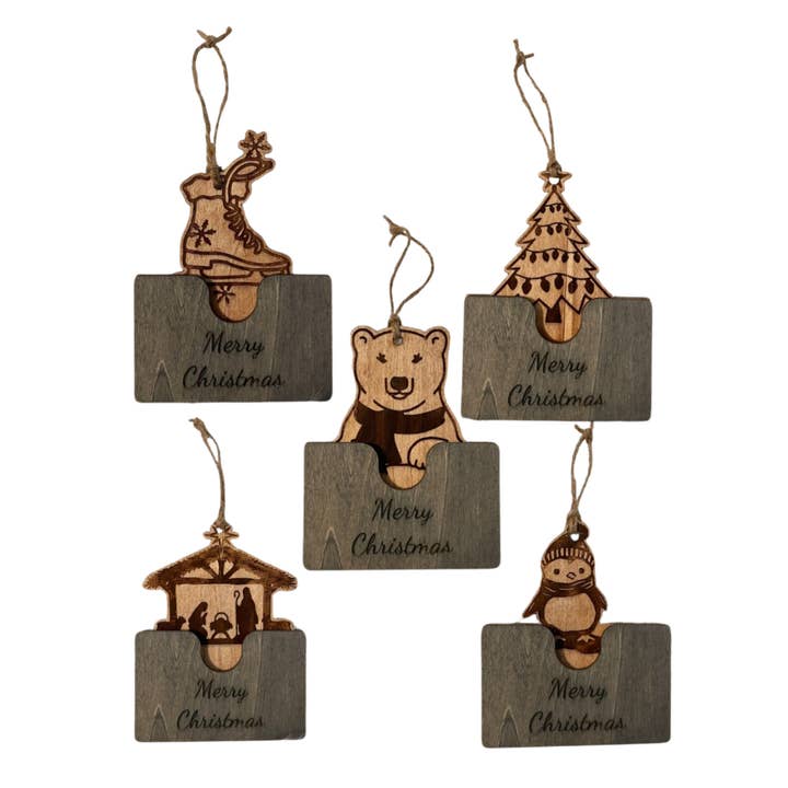 Christmas Ornament Gift Card Holder Christmas Tree Ornaments for wholesale by Wooden Nose Gift Shop