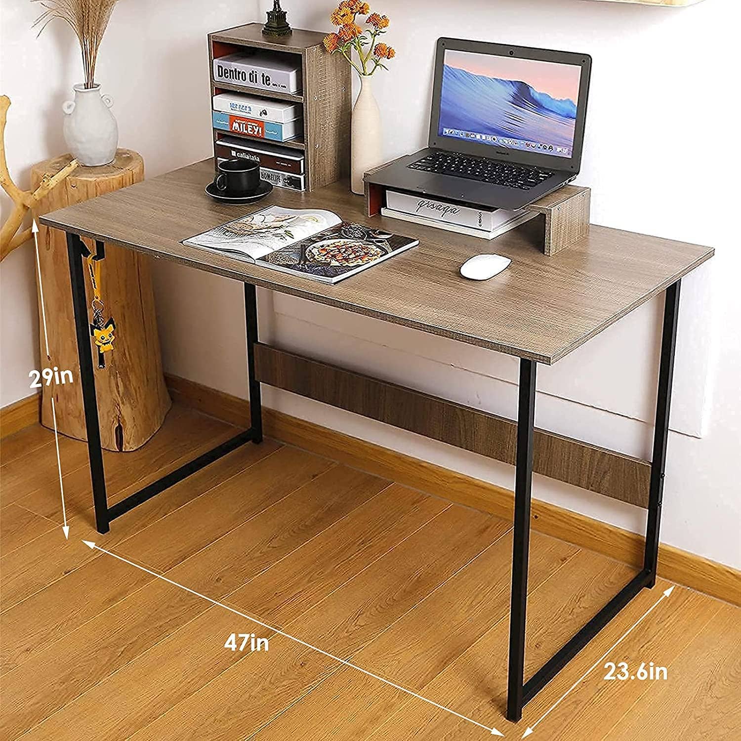 Above Edge – wholesale Skrivbordshöjare – 47-tums skrivbord med 2 skärmställ och bärbar dator-ställ i 3 våningar2