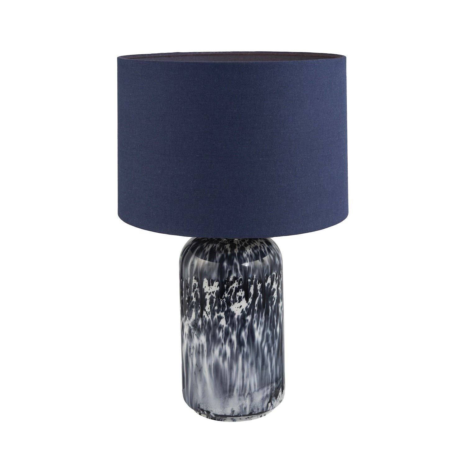 Happy Homewares – wholesale Accent/desk lamp – Modern Navy Blue and Smoked Grey Marble Snowflake Glass Table Lamp with Shade
