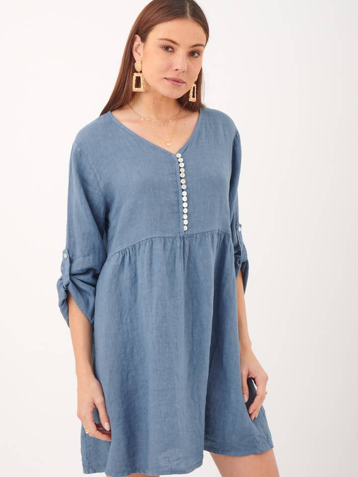 Robe en lin LEL-R1139 pour la vente par ORNELLA PARIS