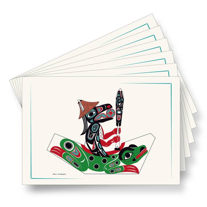 Canoe Raven & Frog - Cartes d'art Formline à manches (douzaine) pour la vente par The Shotridge Collection