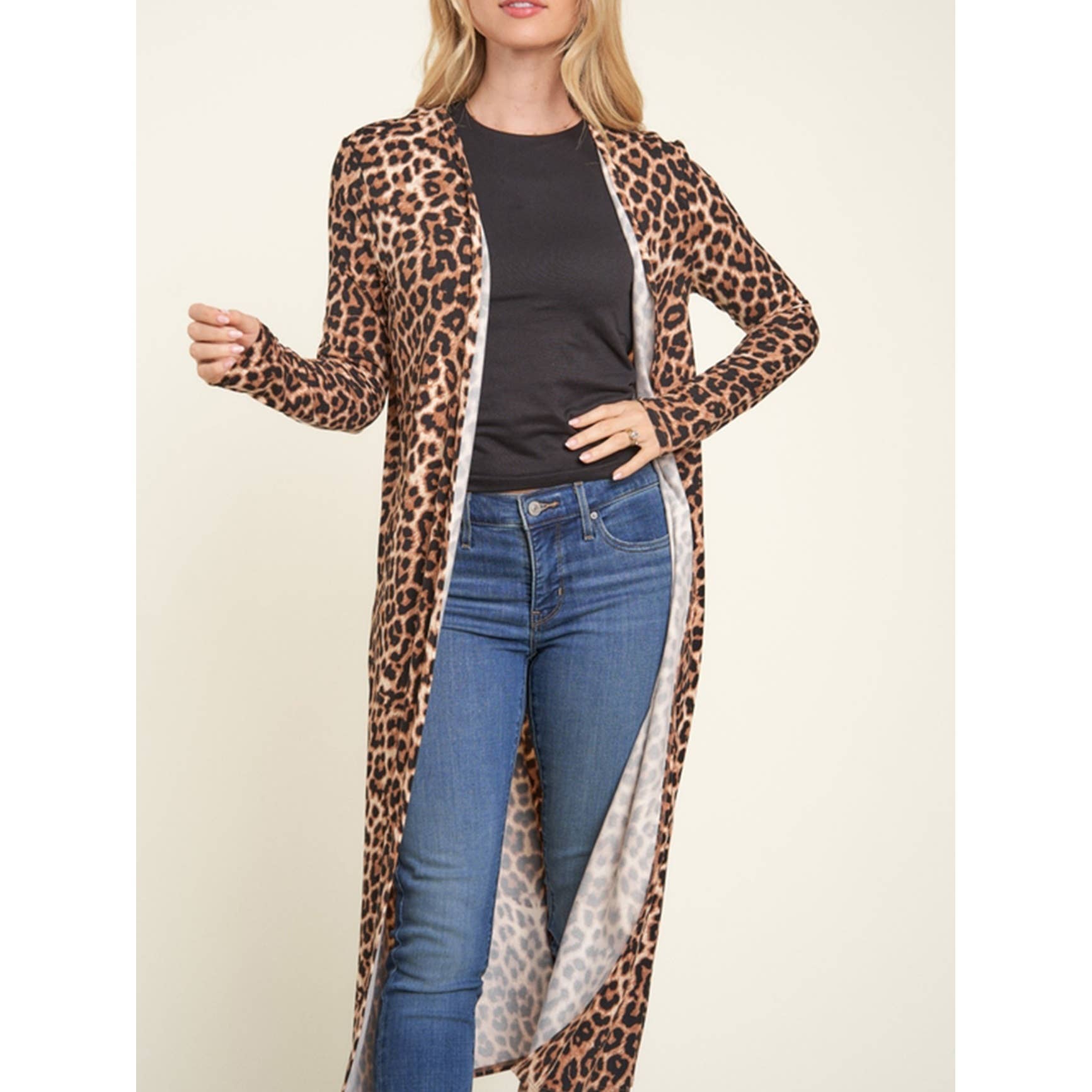 Timeless - Wholesale Cardigan - Women's - Knee Length Printed Long Sleeve Cardigan9