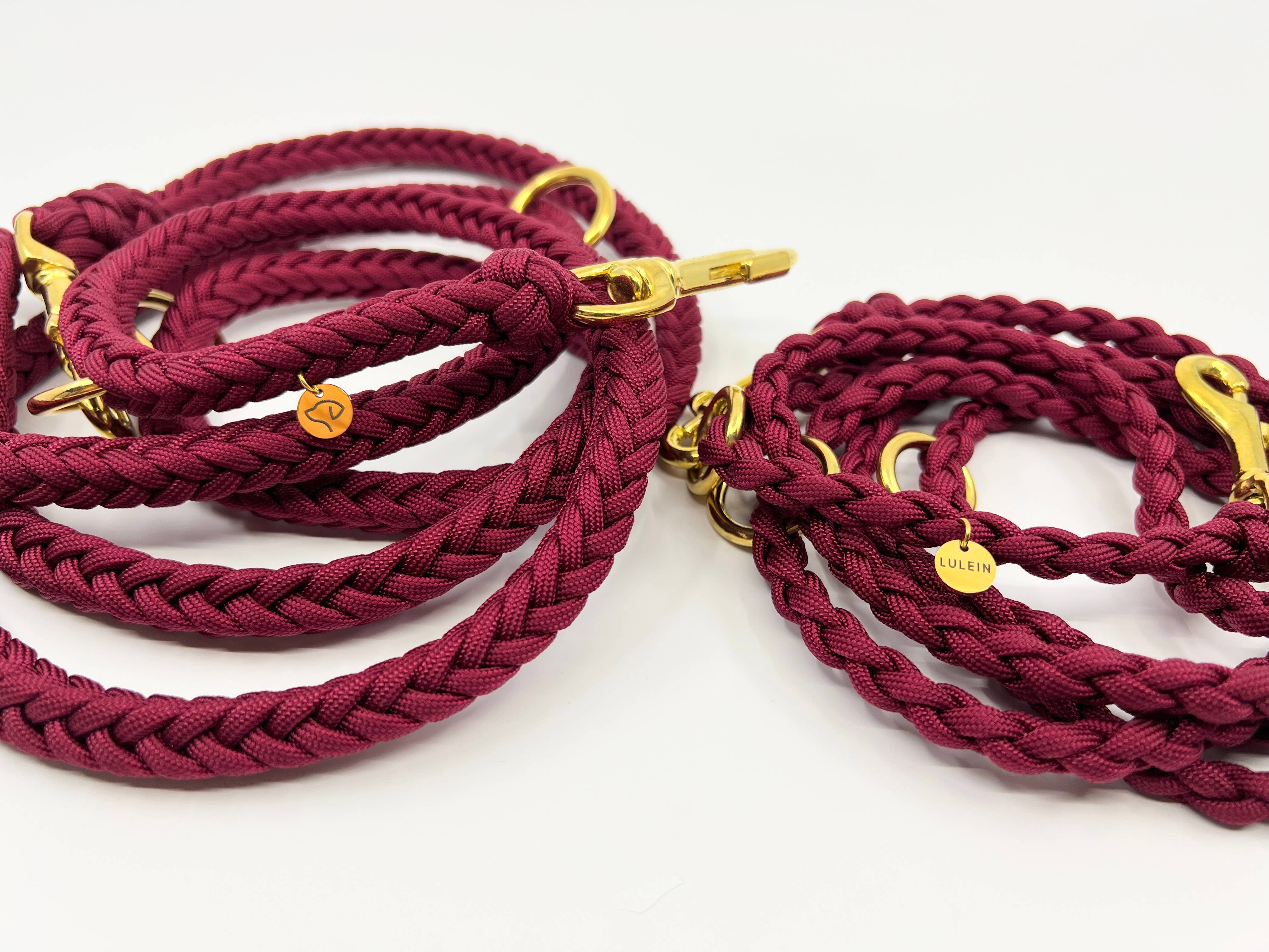 Lulein - Wholesale Hondenriem - Hond - Fishbone bordeaux 3-weg verstelbare paracord hondenriem7