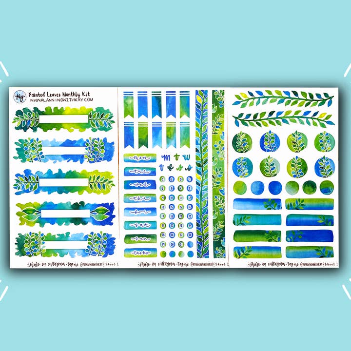 Kit mensuel Feuilles peintes pour la vente par Planning With Kay