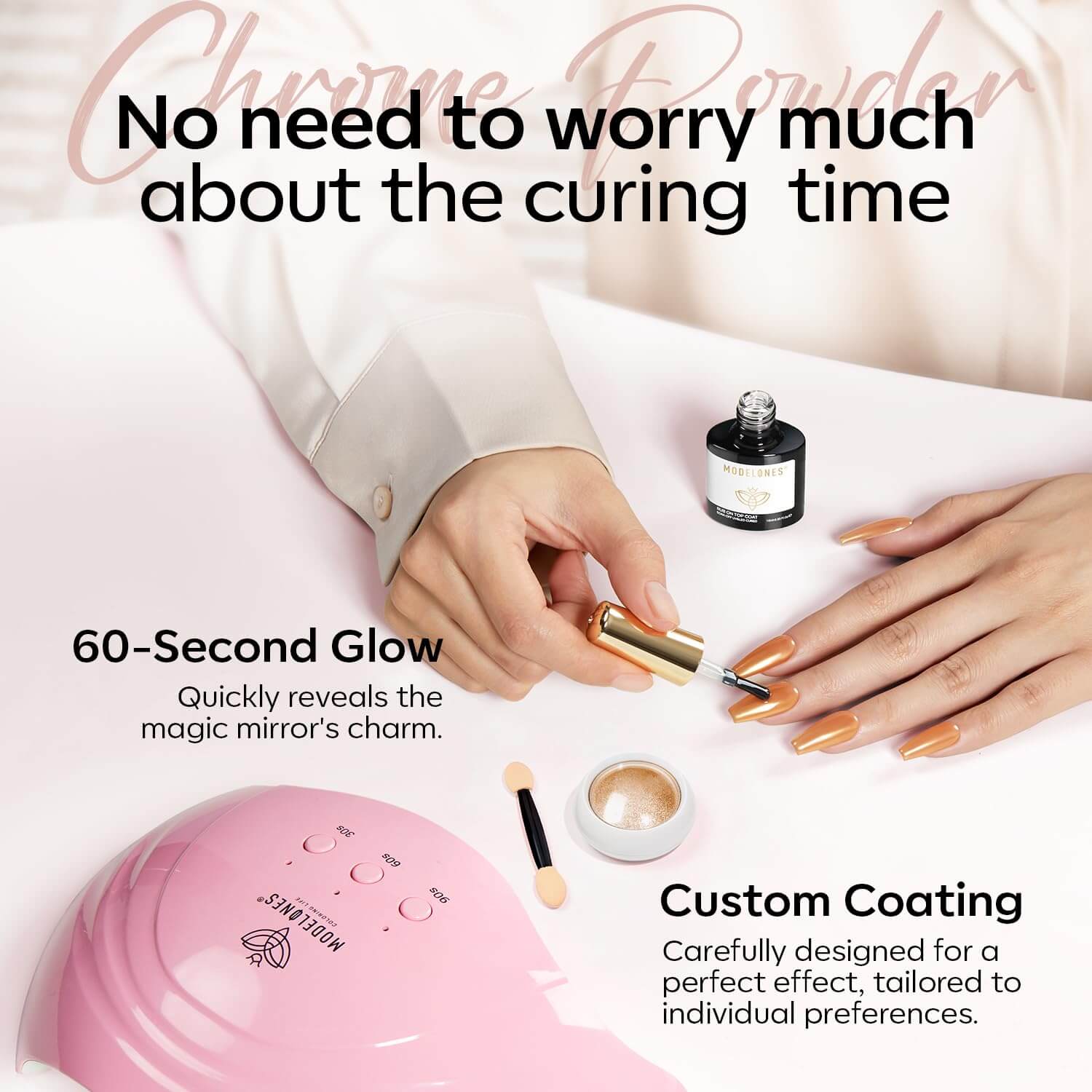 Modelones – wholesale Nail polish – Chrome Powder Top Coat 10ml4