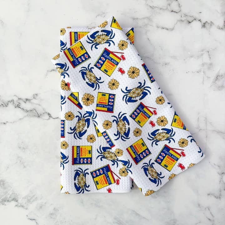 Jami Creates - Wholesale Tea Towel - Maryland Seasoning Patterned Waffle Kitchen Dish Towel2