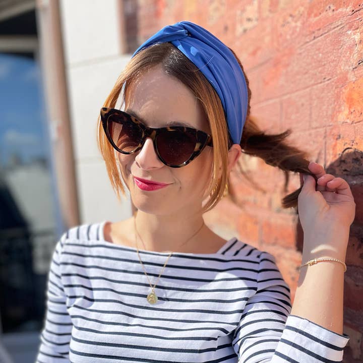 LAVENDER BLUE HEADBAND/blue polyester for wholesale by Laure Derrey