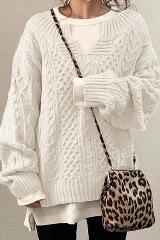 Fashion Combination - Vente Pull en maille – femme - pull à manches longues et col en V2