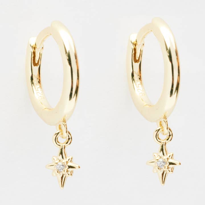 Ella Stardust gouden oorbellen van Drop Huggie voor wholesale door Quill Fine Jewelry & Lifestyle