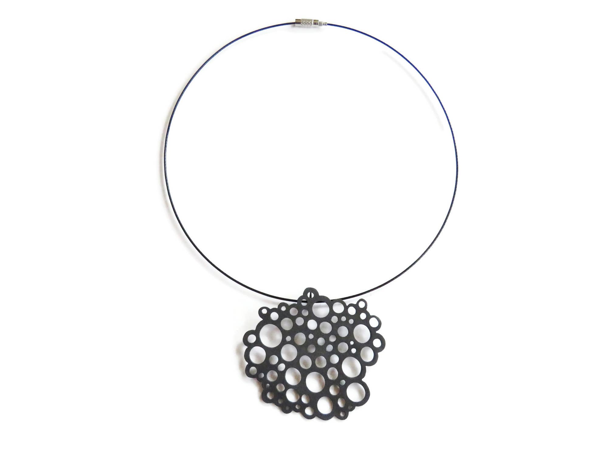 Kimya Joyas - Wholesale Pendant/Charm Necklace - Large Circles Oxidized Silver Pendant, Contemporary Pendant2