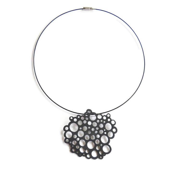 Kimya Joyas - Wholesale Pendant/Charm Necklace - Large Circles Oxidized Silver Pendant, Contemporary Pendant2