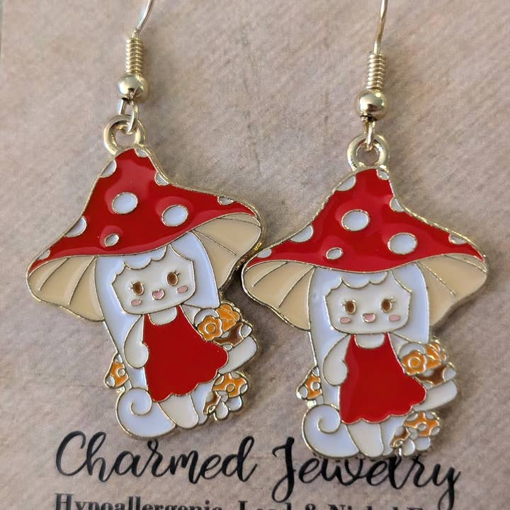 Con-Quest Crafts – Conjunto de joias por atacado – Brincos, Colares e Puxadores de Zíper de Cogumelos e Seta3