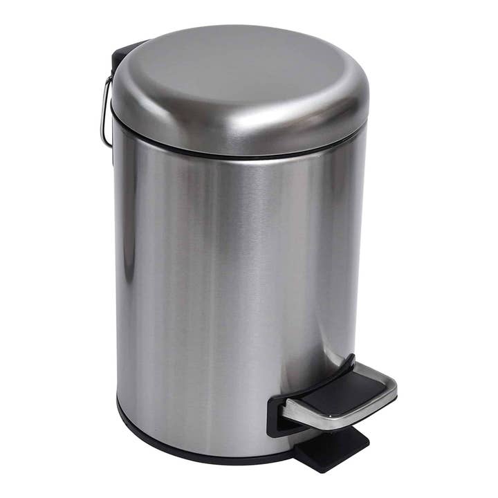 Soft Close Round Metal Floor Step Trash Can 0.8-gal for wholesale by Evideco French Home Goods