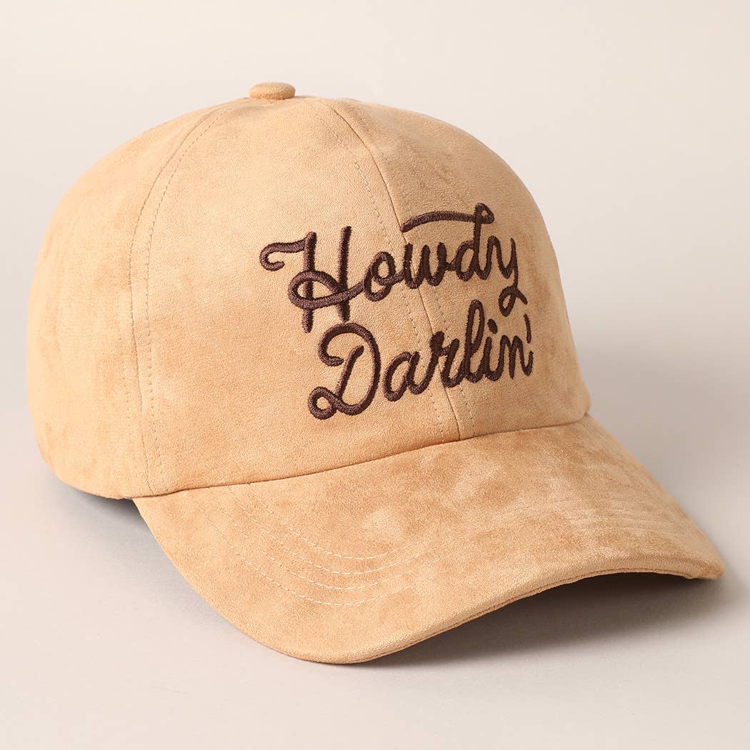 Fashion City - Wholesale Baseball Cap - Women's - Howdy Darlin' Embroidery Suede Baseball Cap2