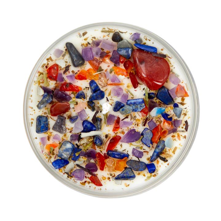 New Moon Beginnings - Wholesale Jar/Filled Candle - Meditation Candle - Herb, Flower, & Crystal Candles2