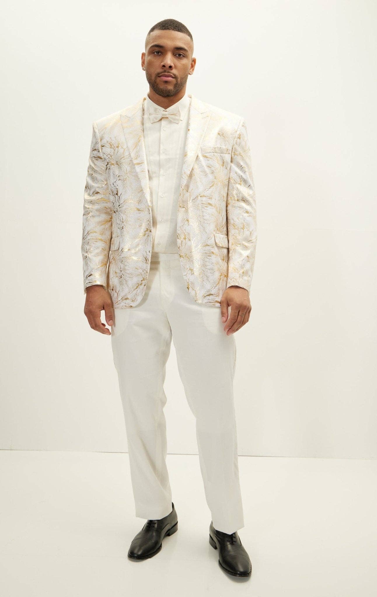 Men's The Wet Look Electric Tuxedo Jacket - White Gold for wholesale on Faire2