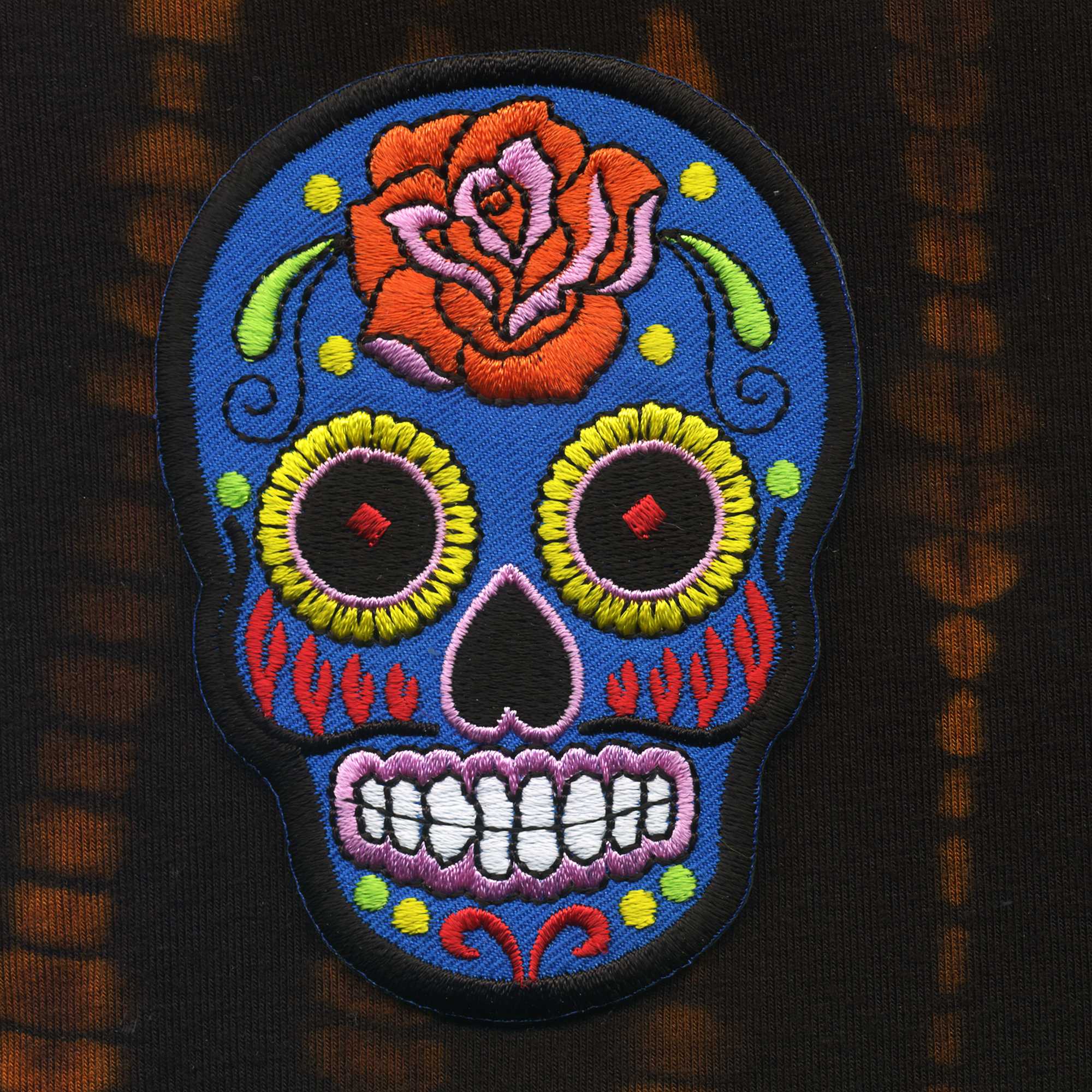 Tribal Trade GmbH - Wholesale Patch - Mexico skull patch with rose blue-orange patch3
