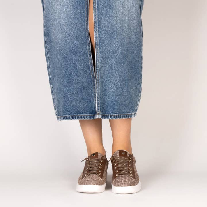 miMaO - Wholesale Lifestyle Sneakers - Women's - TOULOUSE - BROWN elastic laces sneakers