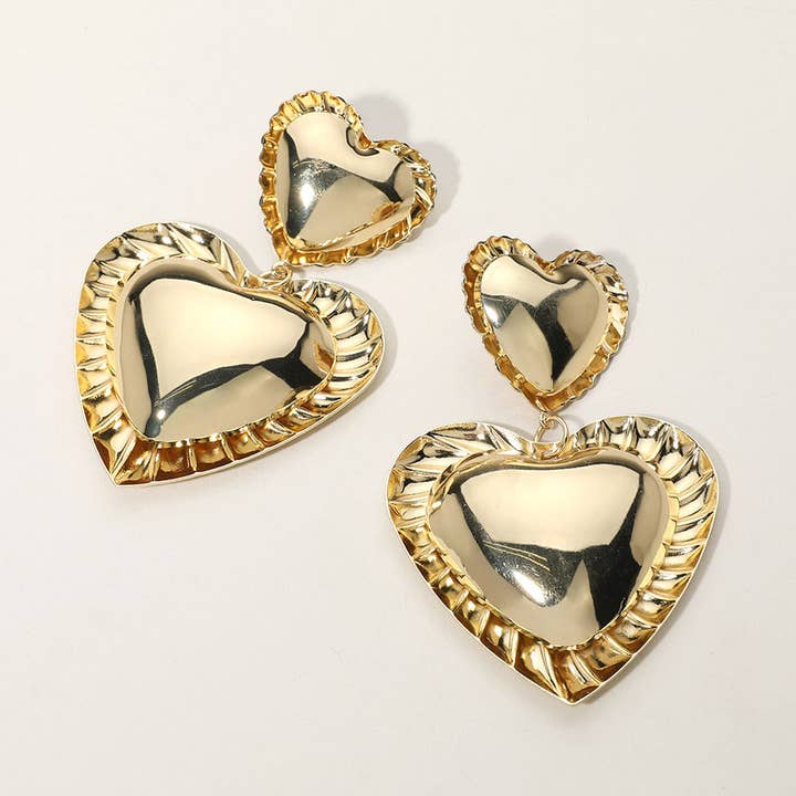 Double Metal Heart Dangle Earrings
for wholesale by Sensibling Corp.