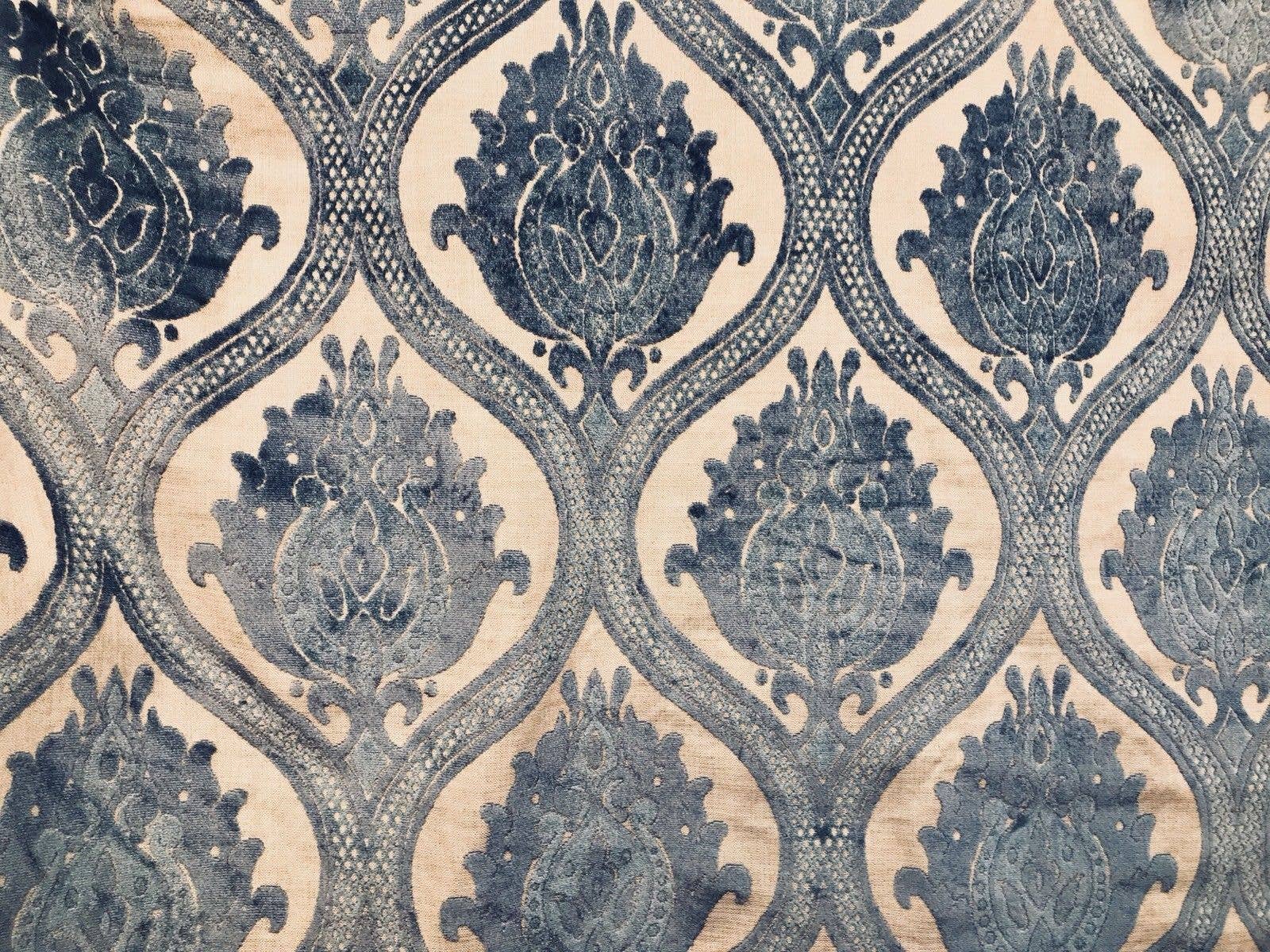 Fancy Styles Fabric - Wholesale Fabric - NEW Dophin Jean Designer Italian Burnout Damask Chenille Velvet On Linen Fabric Upholstery1