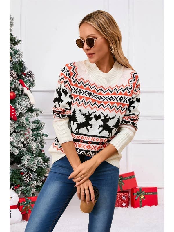 Miss Sparkling - Wholesale Tunic Sweater - Women's - Reindeer holiday sweater