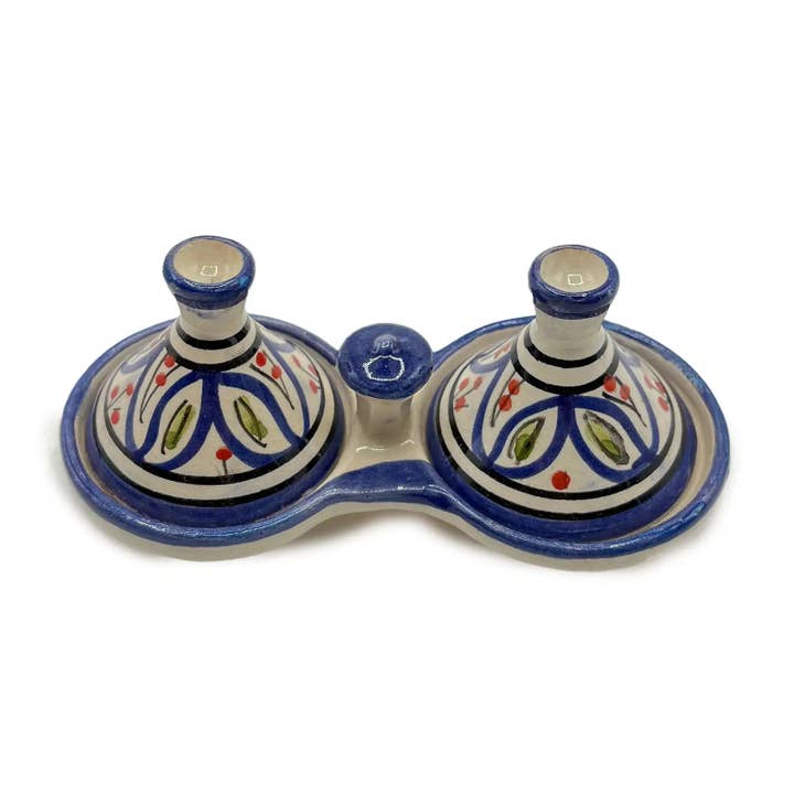 Etnico del Mondo - Wholesale Spice Rack - Mini Tajine Double Spice Holder in Safi Ceramic #111