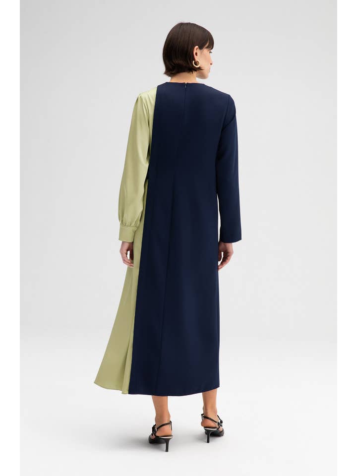 Lacivert Abito Maxi a Blocchi di Colore con Dettaglio a Fiocco in vendita all'ingrosso su Faire1