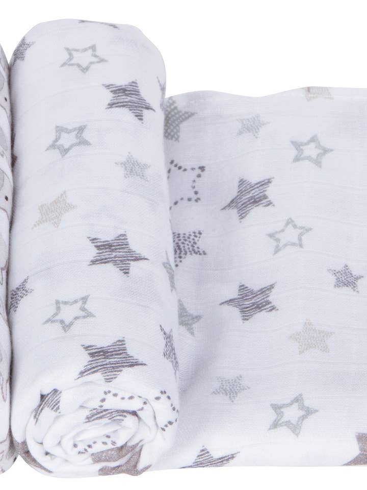 Grey Stars Swaddle - Pack of 2 for wholesale by Miracle Blanket- The #1 Pediatrician-recommended Swaddle