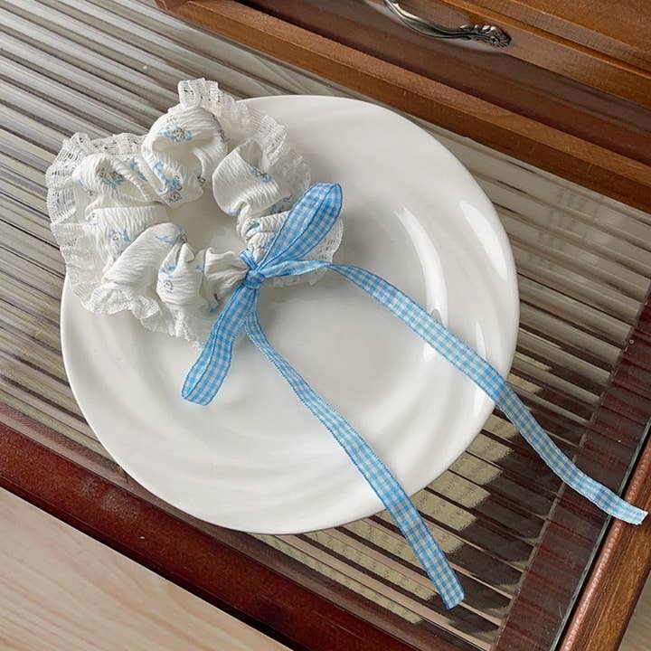 WEST AUSSIE SUPPLIES – wholesale Scrunchie - Women’s – Gifty - Floral Pattern Lace Trim Scrunchie2