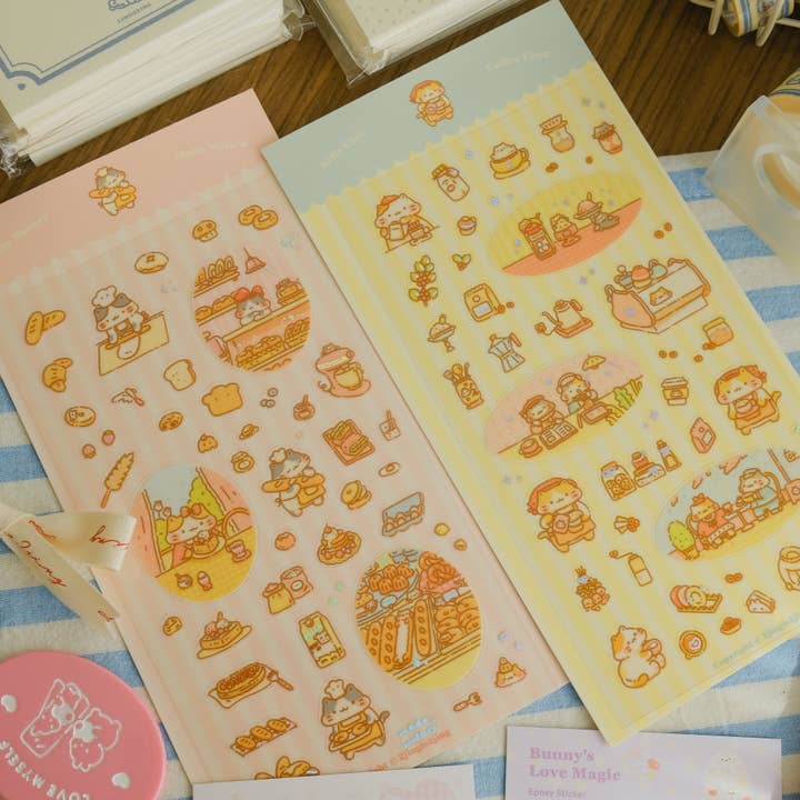 Kitty Bakery & Cafe Sticker Sheet for wholesale by 2jingis2jing
