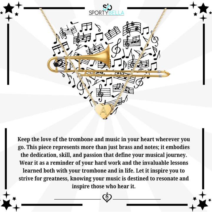 Collar Inicial Corazón de Trombón para venta al por mayor de Sportybella