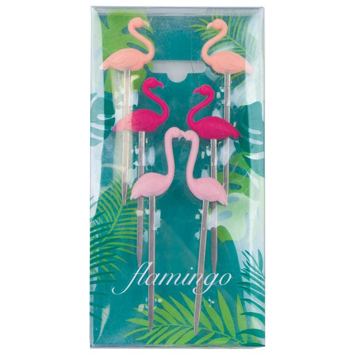 Flamingo Party Picks Set 6 for wholesale by Beachcombers