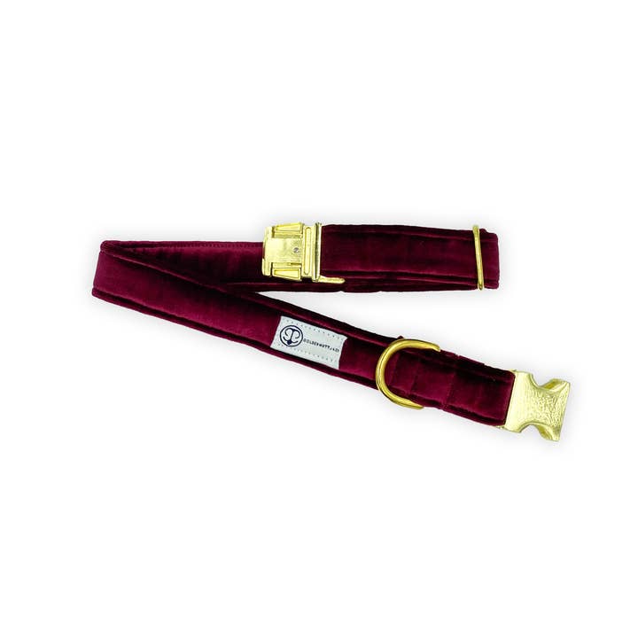 Red Velvet Standard Collar for wholesale by Golden Mutt Jack