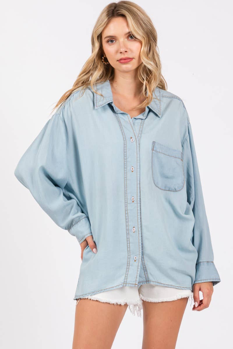 ZiA Apparel - Wholesale Button Down Shirt - Women's - V-NECK LAPEL COLLAR SHIRT 10