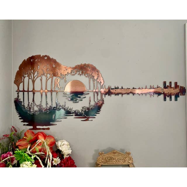 Couple Wall Art, Music Lover Gift, Metal Guitar Art for wholesale by Alpha Signs & Designs