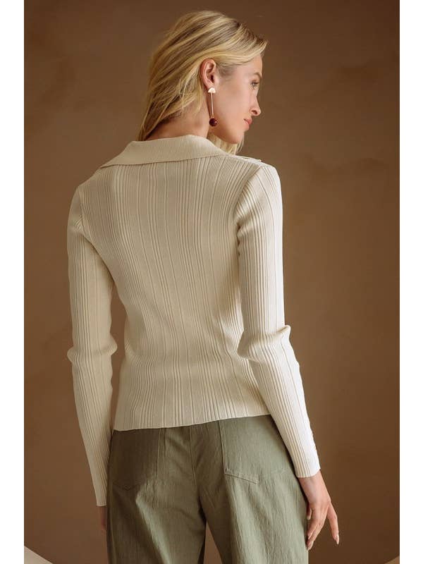 Cream Ribbed Knit Collared Shirt
for wholesale on Faire3