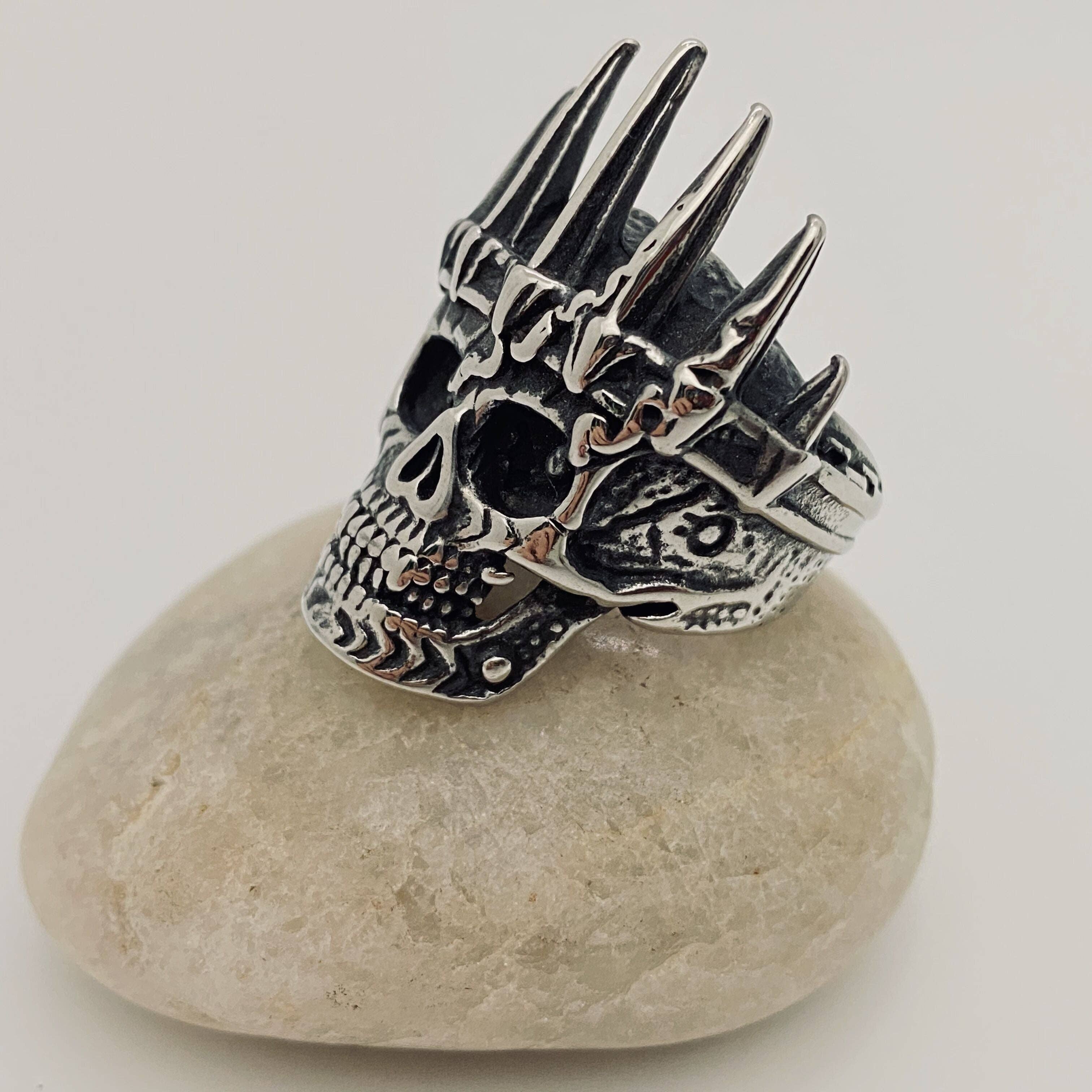 Mio Queena – Anel de cocktail/declaração por atacado – Anéis de caveira masculinos requintados de aço inoxidável13