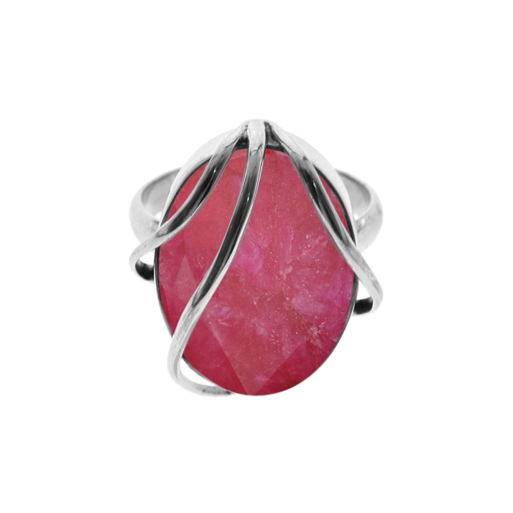 Kali Ma Designs - Sterling Silver Jewellery – wholesale Cocktail/statement ring – Samira ruby quartz ring with overlaid bands0