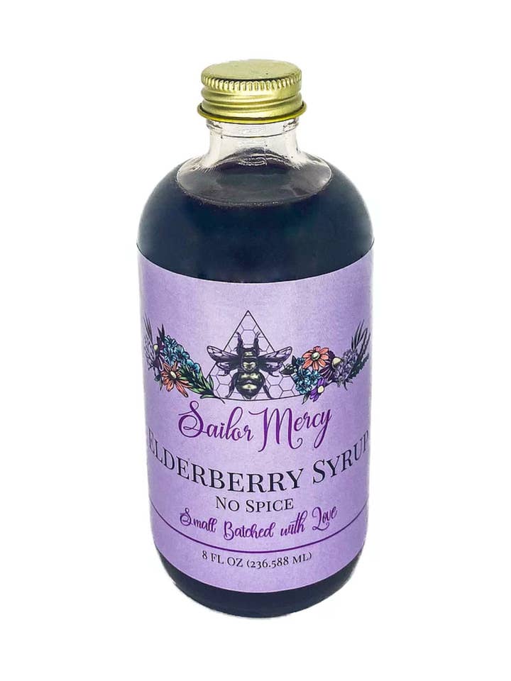 Sailor Mercy 8oz No Spice Elderberry Syrup for wholesale by Sailor Mercy