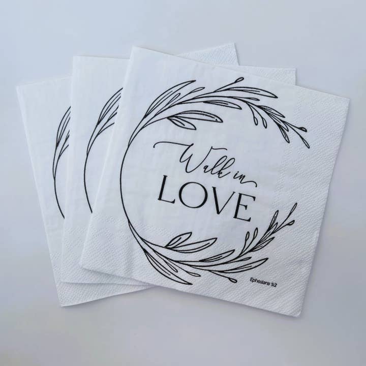 Walk in Love Scripture Luncheon Napkins – 20 ct for wholesale by Pearls of Parchment