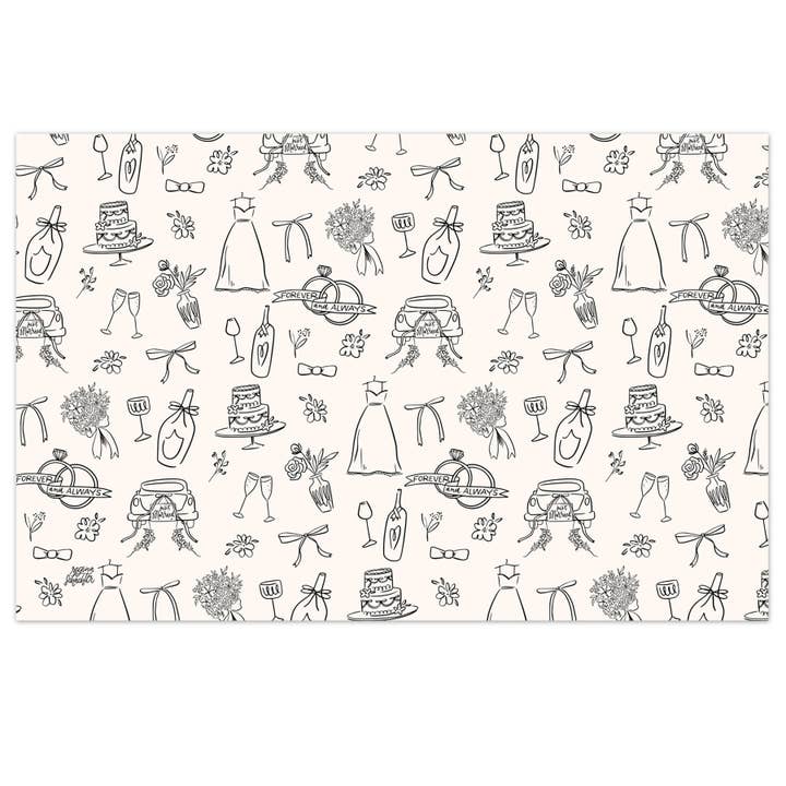 Wedding Wishes Premium Paper Stock Placemats 24 Sheet for wholesale by CounterArt/Highland Home/Thirstystone