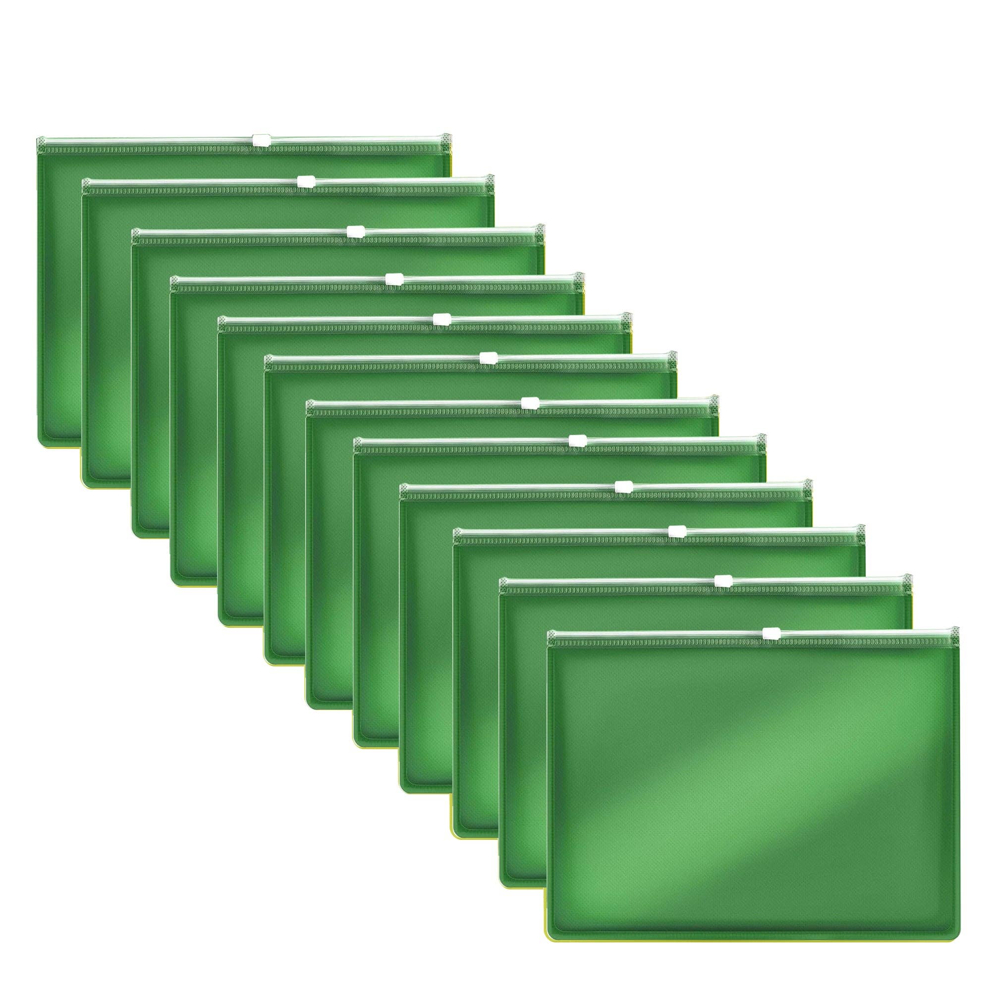 Ledsone - Wholesale Folders - 12 Pack Plastic Thick Zipper Document File Waterproof Folder ~52861