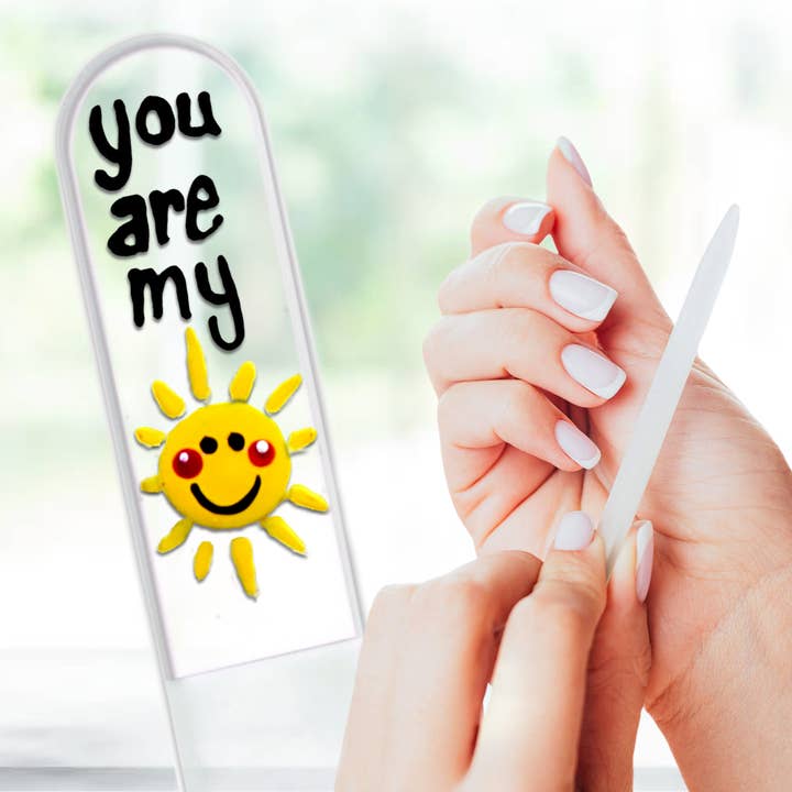 Sun YOU ARE MY SUNSHINE Hand Painted Crystal Nail File for wholesale by Classy Nail Files