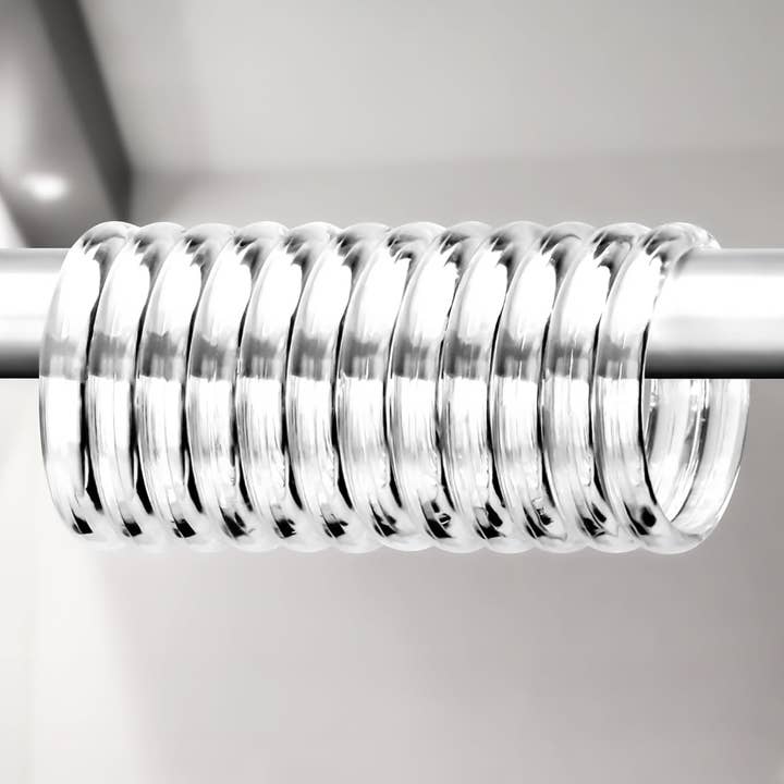 home mart goods - Wholesale Shower curtain rod/hooks - 12pc Set - Clear Premium Plastic Shower Curtain Hooks Rings2