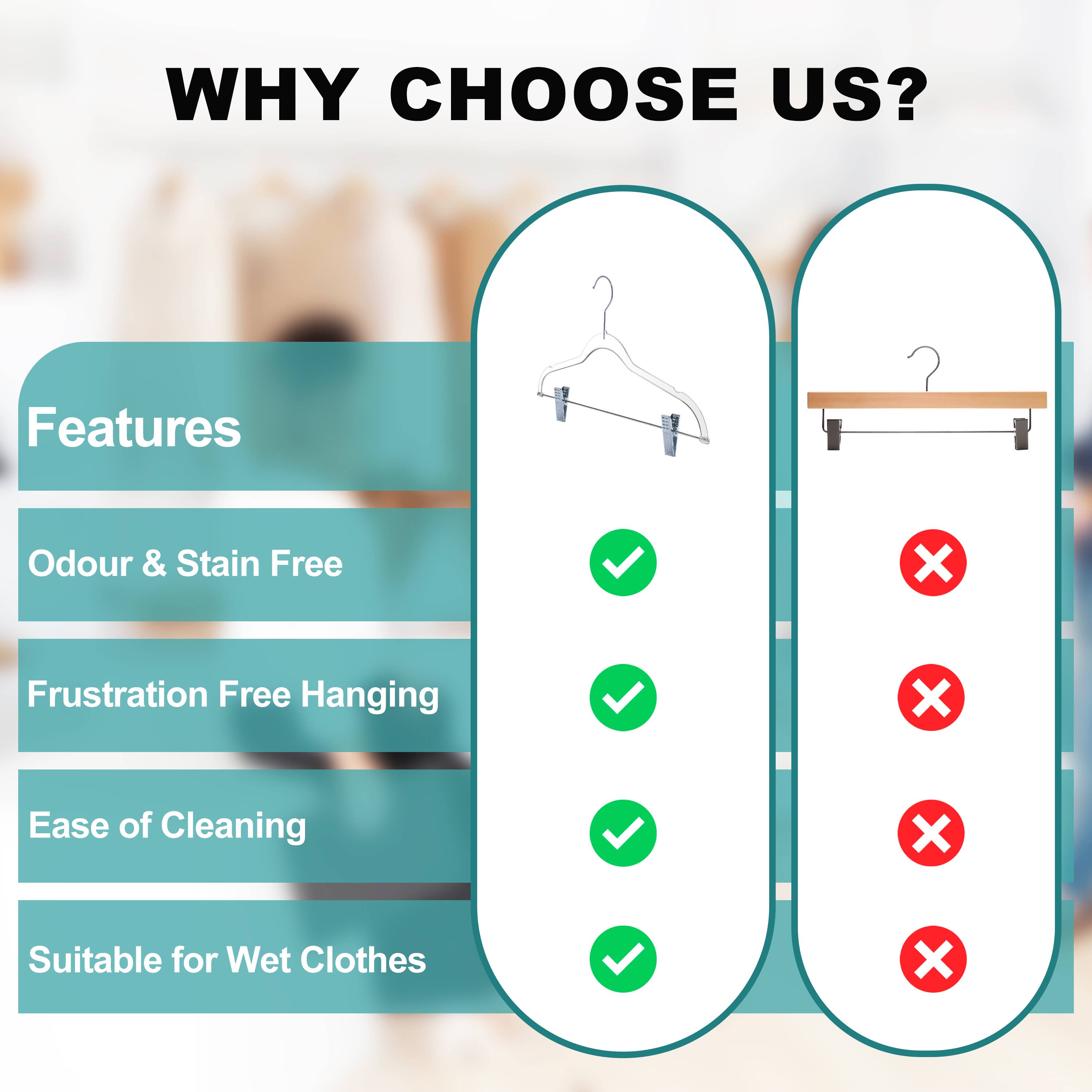 Quality Hangers - Wholesale Clothes Hangers - P355 - 13.5" Kids Clear Plastic Skirt Hangers W Clips 5 Pack3