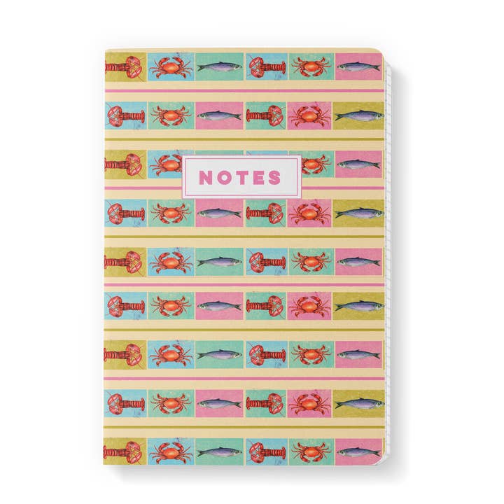 Fawn & Thistle Ltd (US Duties Paid) - Wholesale Notebook - Tutti Frutti Sardine A5 Lined Journal | Eco-Friendly Coastal