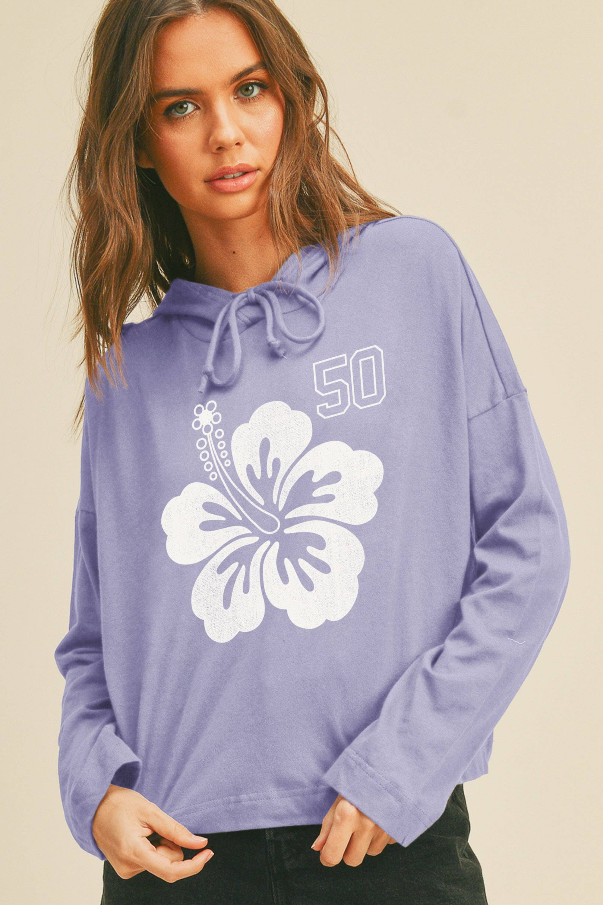 Honestee - Wholesale T-Shirt (Graphic) - Women's - Hawaiian Flower Graphic Hooded T-Shirt3