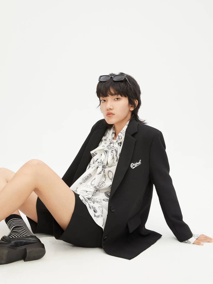 Blazer de lã com acabamento elegante por atacado de Urlazh