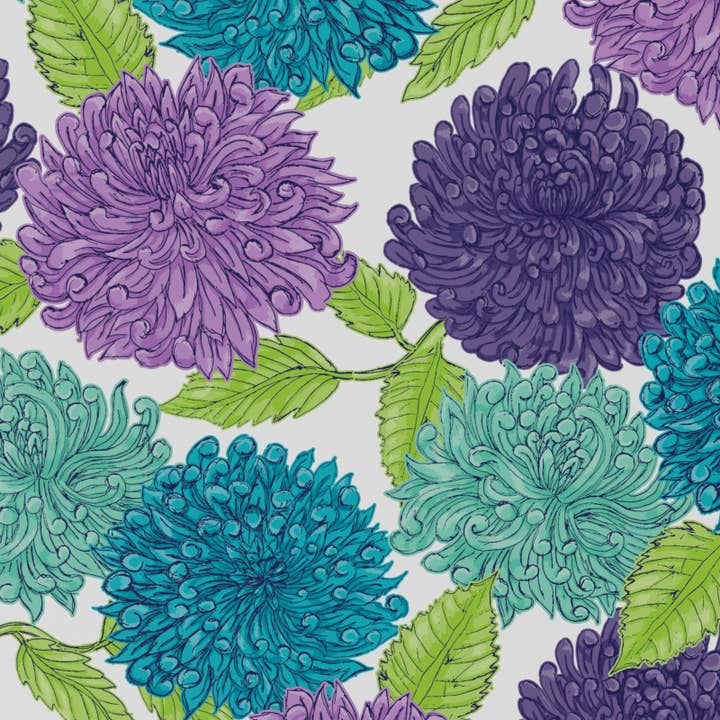 Re-wrapped - Wholesale Flat Wrap - Blue Dahlias Wrapping Paper • ECO Friendly • UK Made6