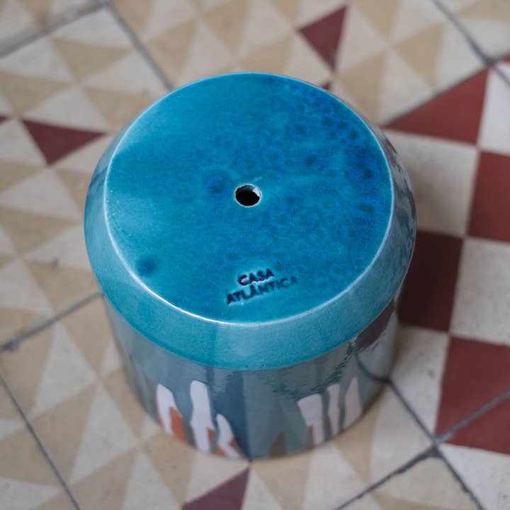 Casa Atlântica - Wholesale Plant Pot - Clay pot with white slip and blue glaze7